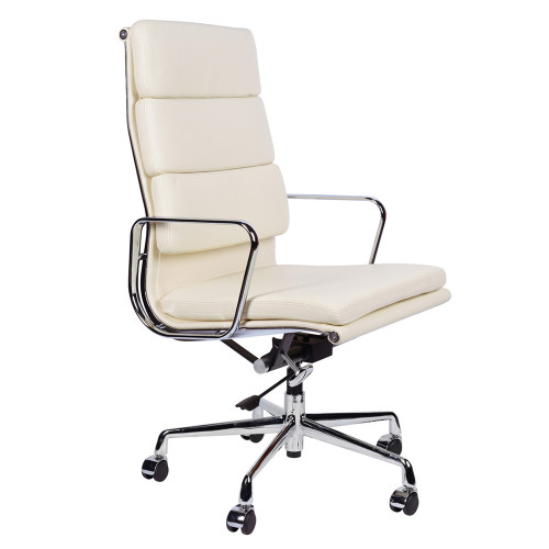 кресло eames style на колесиках кремовая кожа в Тольятти