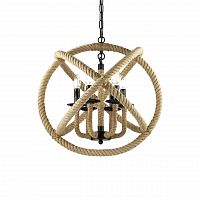 дизайнерская подвесная люстра ideal lux corda sp6 d53 коричневая в Тольятти