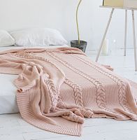 комплект плед с косами (180*220) и 2 наволочки (50*50) св. персик в Тольятти