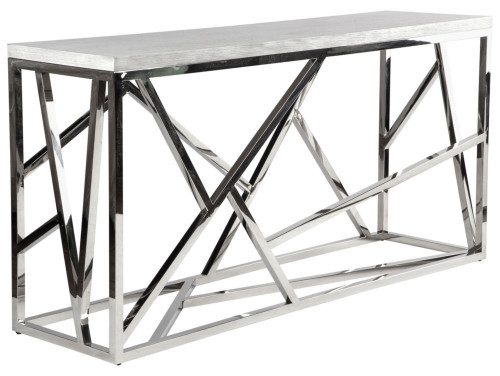 консоль geometric 180x50x90 хром, белая столешница в Тольятти