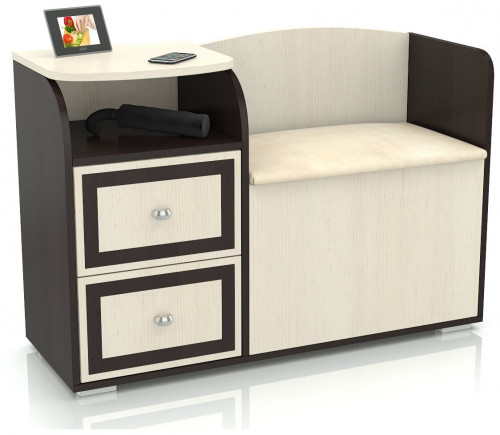 банкетка с тумбой для обуви 2-40 домовой, цвет венге/клен в Тольятти