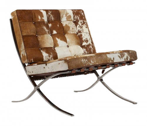 кресло barcelona chair коричнево-белое в Тольятти