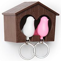держатель+брелок для ключей двойной sparrow коричневый-белый-розовый в Тольятти
