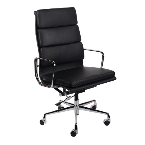 кресло eames style на колесиках черная кожа в Тольятти