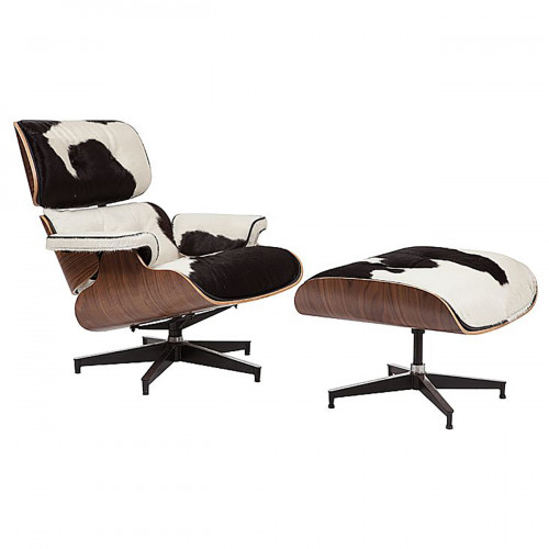 кресло lounge chair & ottoman черно-белое в Тольятти